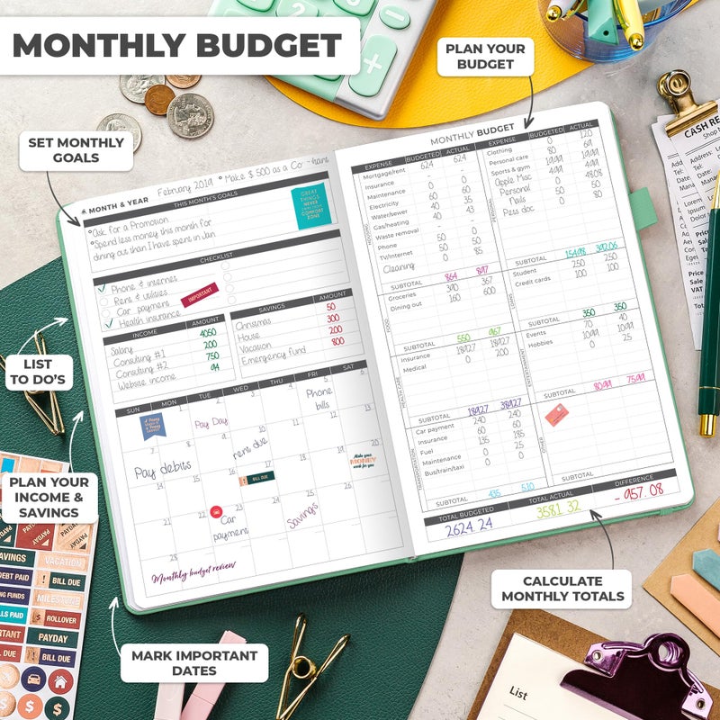 Clever Fox Budget Planner - Expense Tracker Notebook. Monthly Budgeting Organizer, Finance Logbook & Accounts Book, Bill Tracker, A5 (Emerald) - Image 3